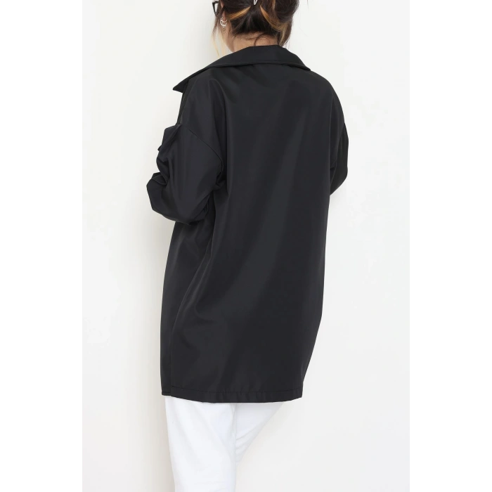 Düğmeli Trençkot Siyah - 7578.179.