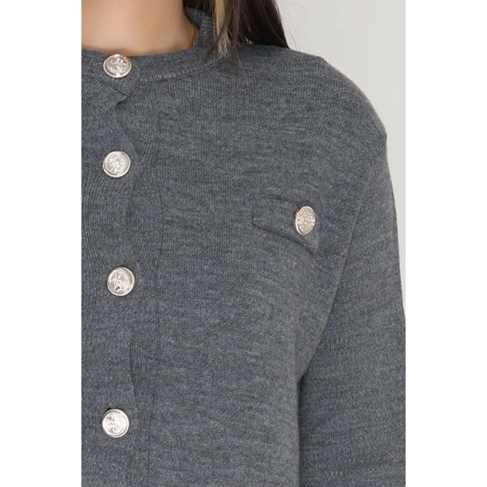 Düğmeli Triko İkili Takım Antrasit - 42532.1766.