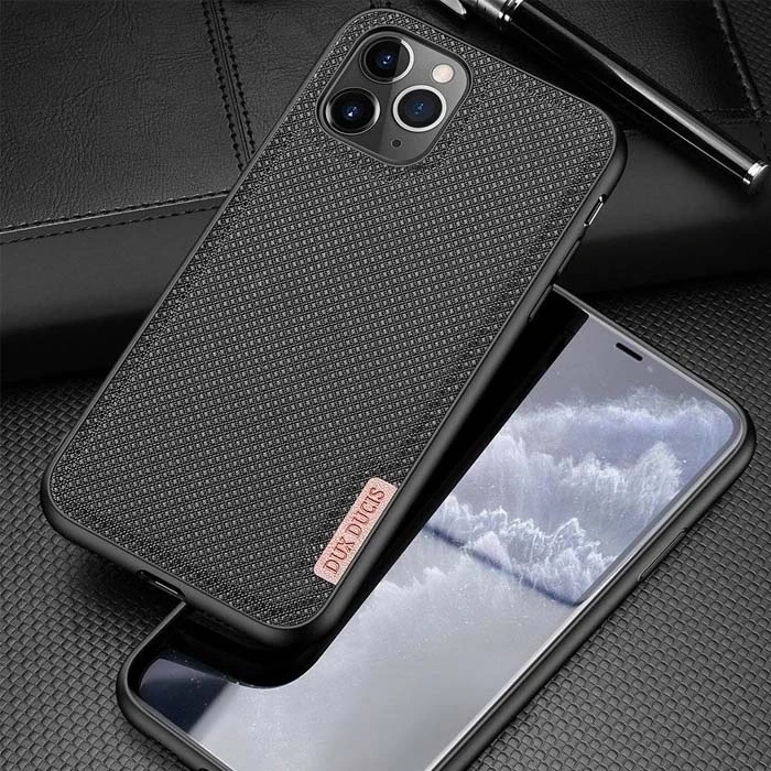 Dux Ducis Fino Serisi iPhone 11 Pro Max Kılıf Premium Dokuma Silikon Kılıf-(1903)