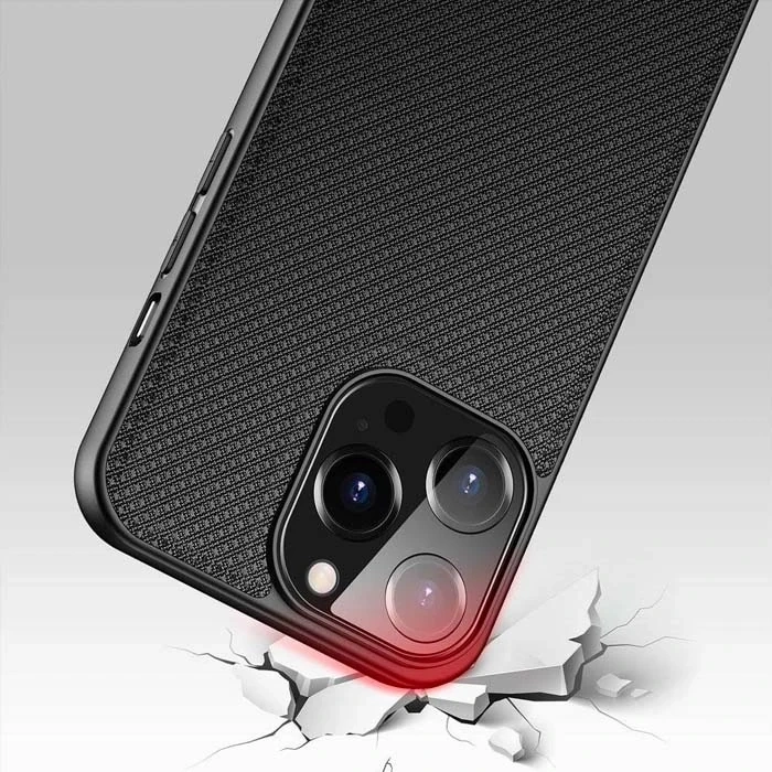 Dux Ducis Fino Serisi iPhone 13 Pro Max Kılıf Premium Dokuma Silikon Kılıf-(1903)