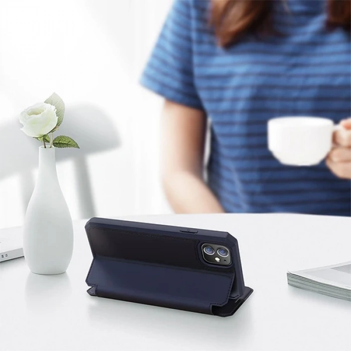 DUX DUCİS iPhone 12 Mini Kılıf Mıkantıslı Kapaklı Flip Cover Kılıf Skin X Series Flip Case-(1903)