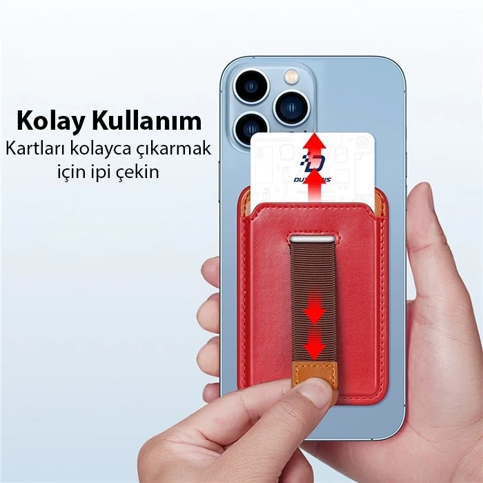 Dux Ducis İPhone 15-14-13-12ler için PU Deri Cüzdan Magsafe Kartlık Cüzdan Kılıf-(1903)