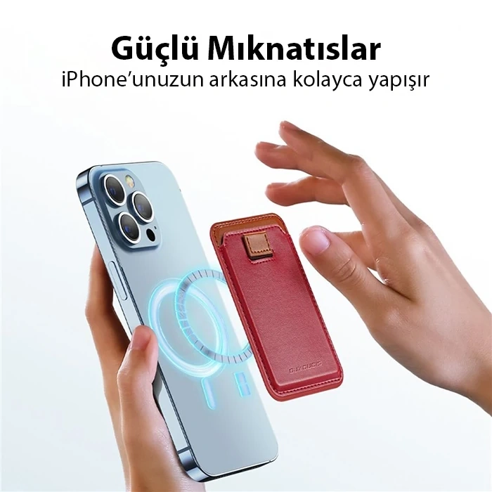 Dux Ducis İPhone 15-14-13-12ler için PU Deri Cüzdan Magsafe Kartlık Cüzdan Kılıf-(1903)