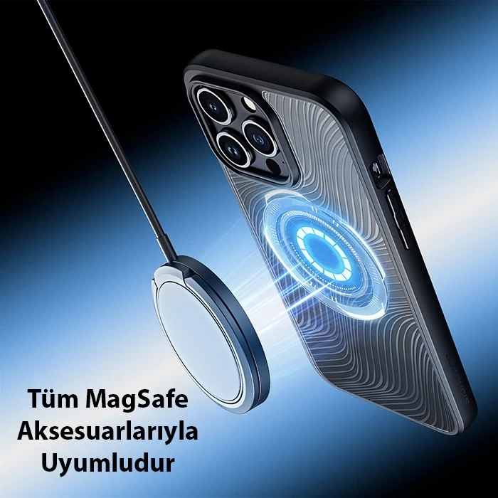 Dux Ducis iPhone 15 Pro Aimo Series MagSafe Premium Buzlu Sert PC-TPU Kılıf-(1903)