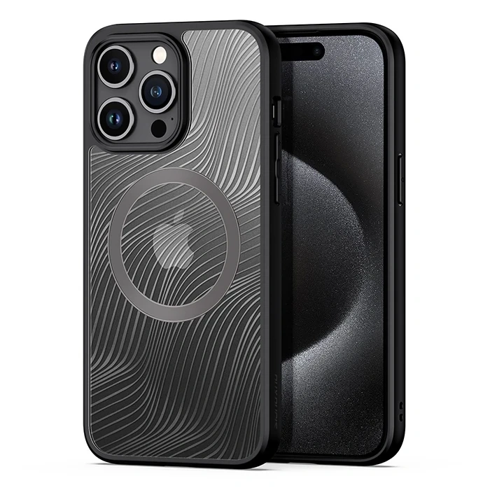 Dux Ducis iPhone 15 Pro Max Aimo Series MagSafe Premium Buzlu Sert PC-TPU Kılıf-(1903)
