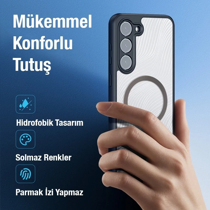 Dux Ducis Samsung S23 Plus Aimo Series MagSafe Premium Buzlu Sert PC-TPU Kılıf-(1903)