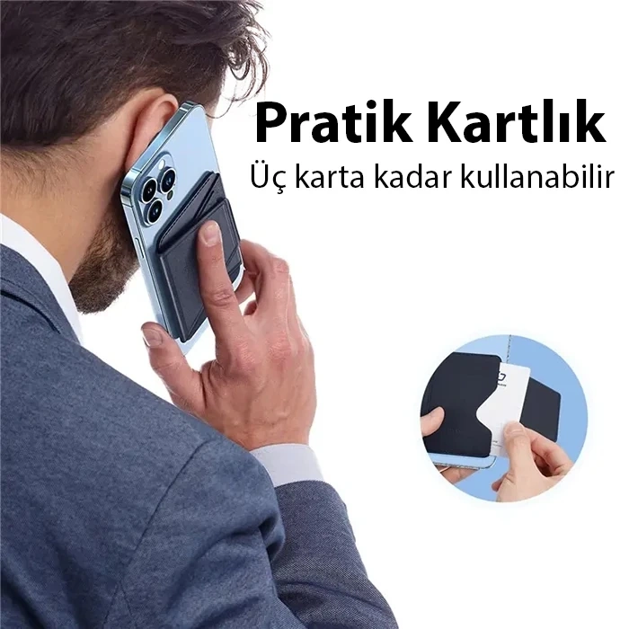 Dux Ducis Standlı Deri Cüzdan Magsafe Kartlık-(1903)