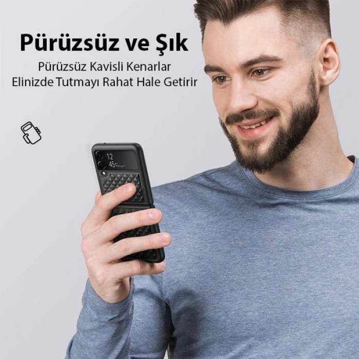 Dux Ducis Venice Series Samsung Galaxy Z Flip3 5G için Premium Deri Kılıf-(1903)