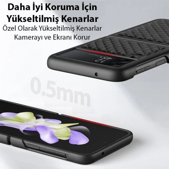 Dux Ducis Venice Series Samsung Galaxy Z Flip3 5G için Premium Deri Kılıf-(1903)