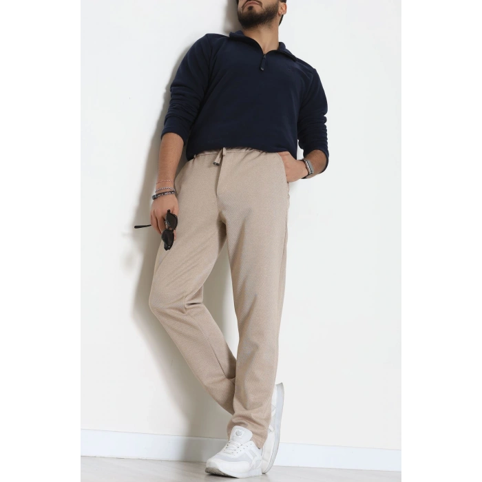 Düz Paça Diagonel Erkek Pantolon Bej - 31808.1937.