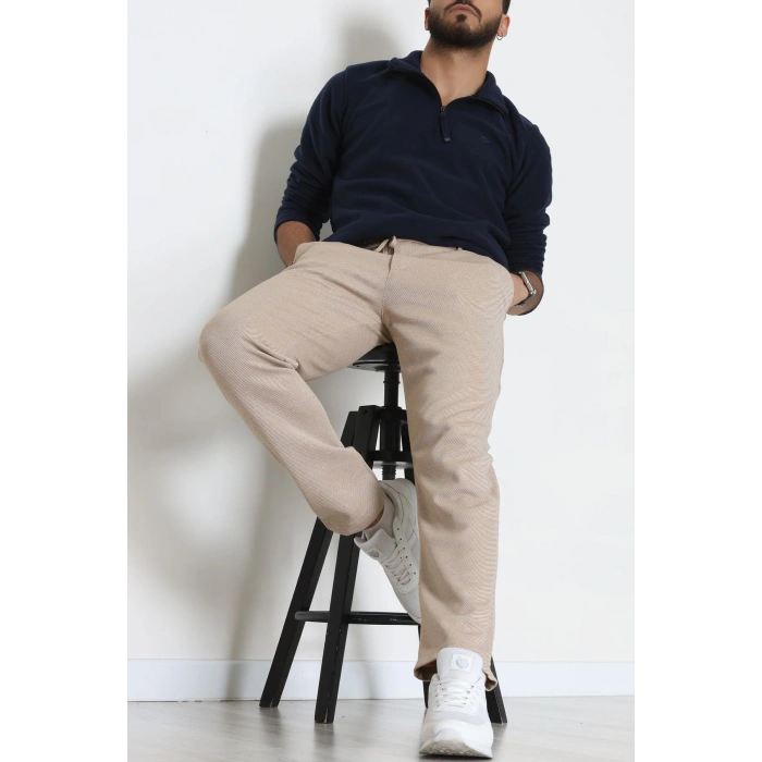 Düz Paça Diagonel Erkek Pantolon Bej - 31808.1937.