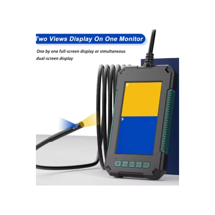 Ekranlı Çift Kameralı 10 Mt Hafıza Kart Destekli Sert Kablo Yılan Endoskop Kamera 5.5 Mm 4.3 Inc