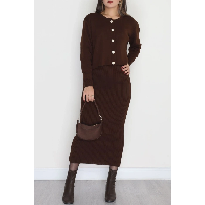 Elbise Ceket Triko Takım Kahve - 3064.1577.