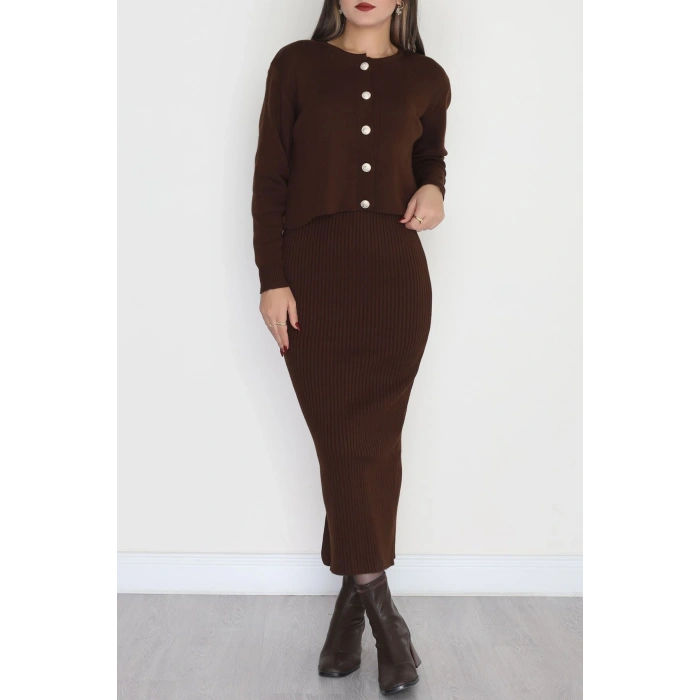 Elbise Ceket Triko Takım Kahve - 3064.1577.