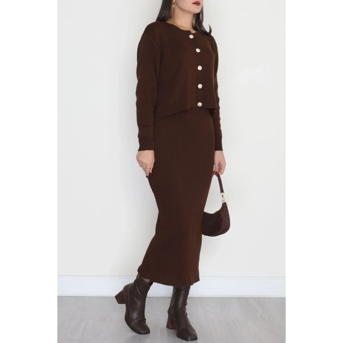 Elbise Ceket Triko Takım Kahve - 3064.1577.
