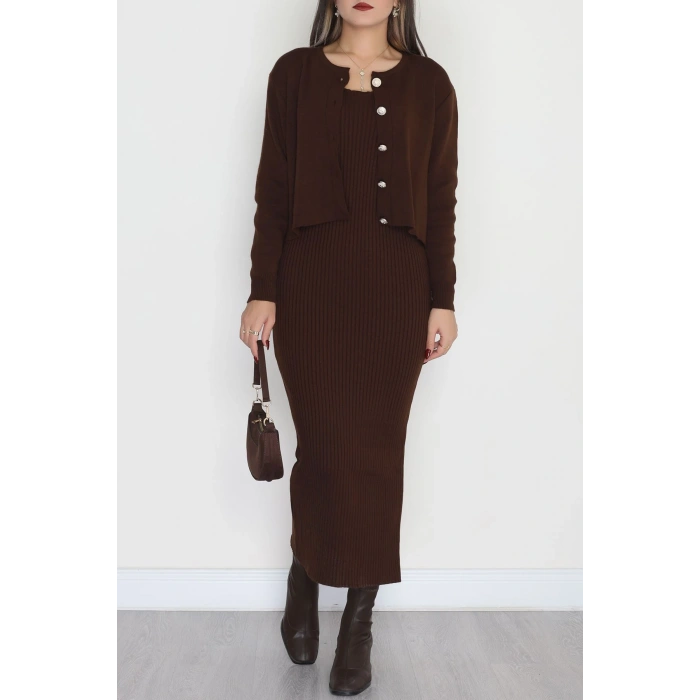 Elbise Ceket Triko Takım Kahve - 3064.1577.