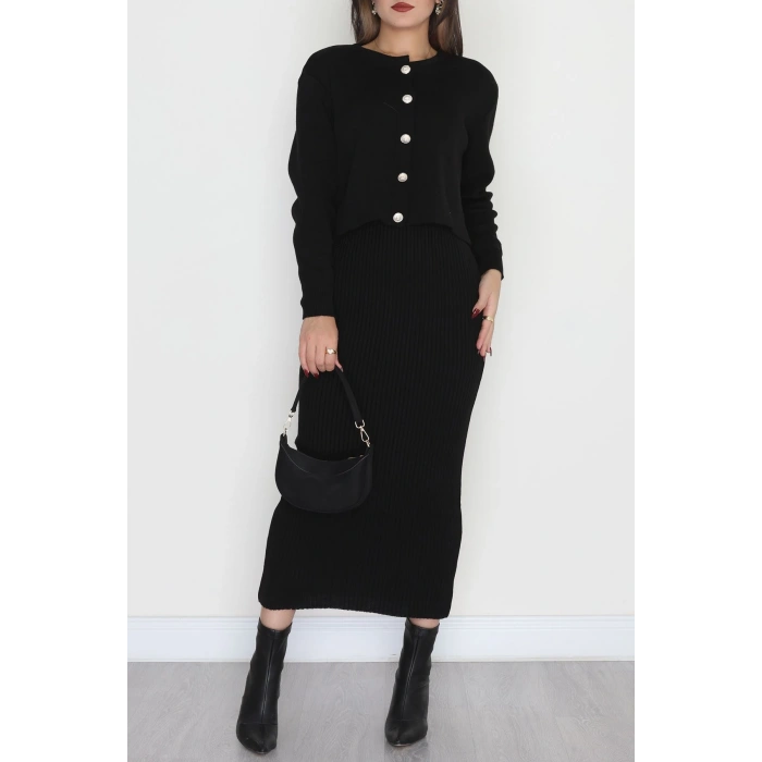 Elbise Ceket Triko Takım Siyah - 3064.1577.