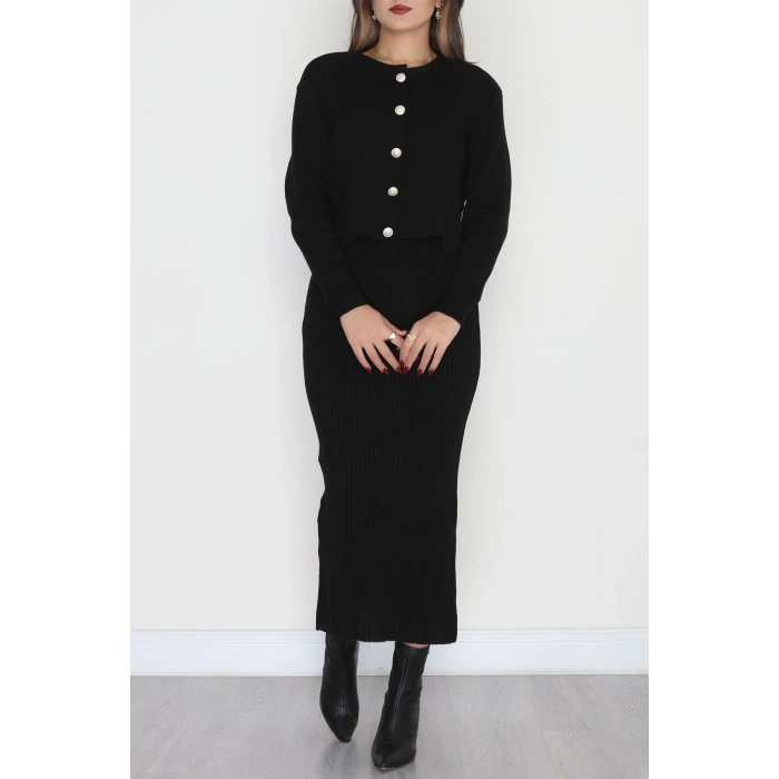 Elbise Ceket Triko Takım Siyah - 3064.1577.