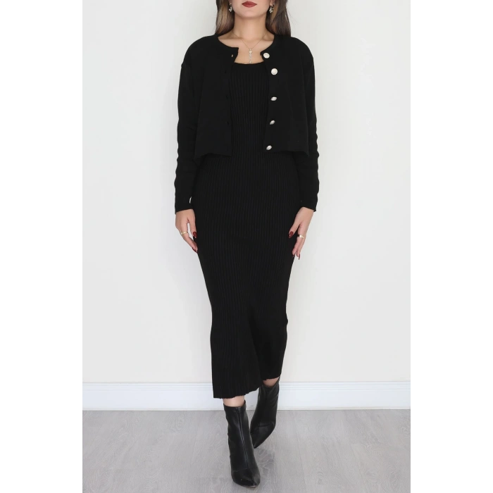 Elbise Ceket Triko Takım Siyah - 3064.1577.