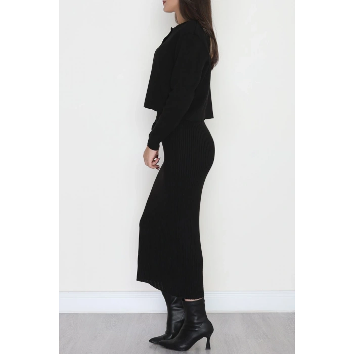 Elbise Ceket Triko Takım Siyah - 3064.1577.