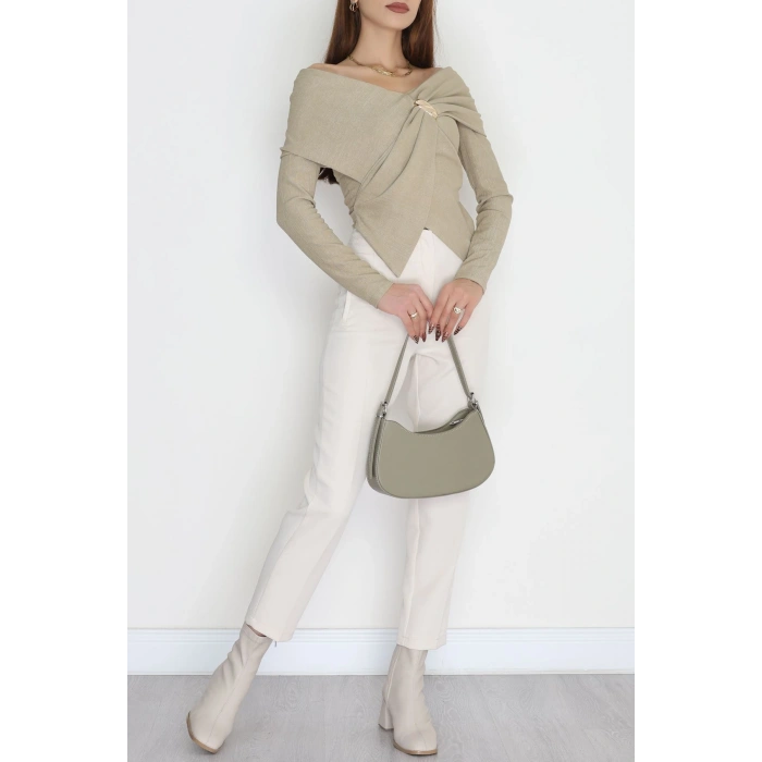 Elegant Kumaş Toka Detay Bluz Çağla - 70872.1918.