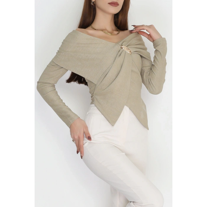 Elegant Kumaş Toka Detay Bluz Çağla - 70872.1918.