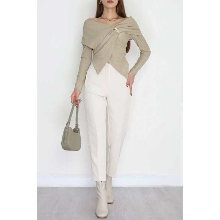 Elegant Kumaş Toka Detay Bluz Çağla - 70872.1918.