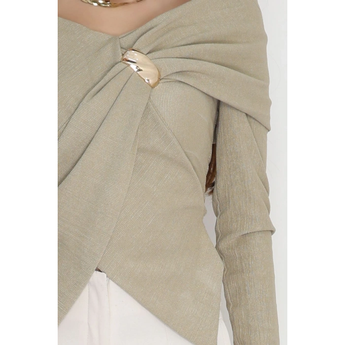 Elegant Kumaş Toka Detay Bluz Çağla - 70872.1918.