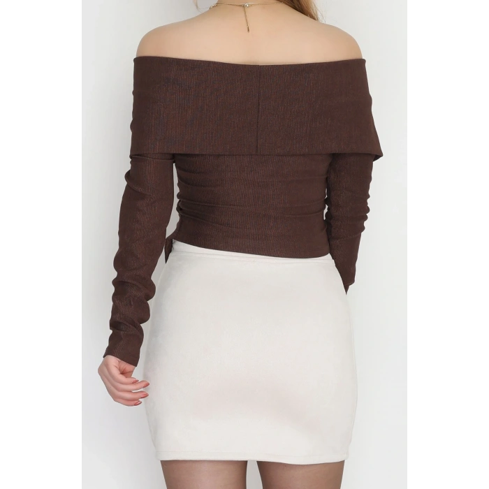 Elegant Kumaş Toka Detay Bluz Kahve - 70872.1918.
