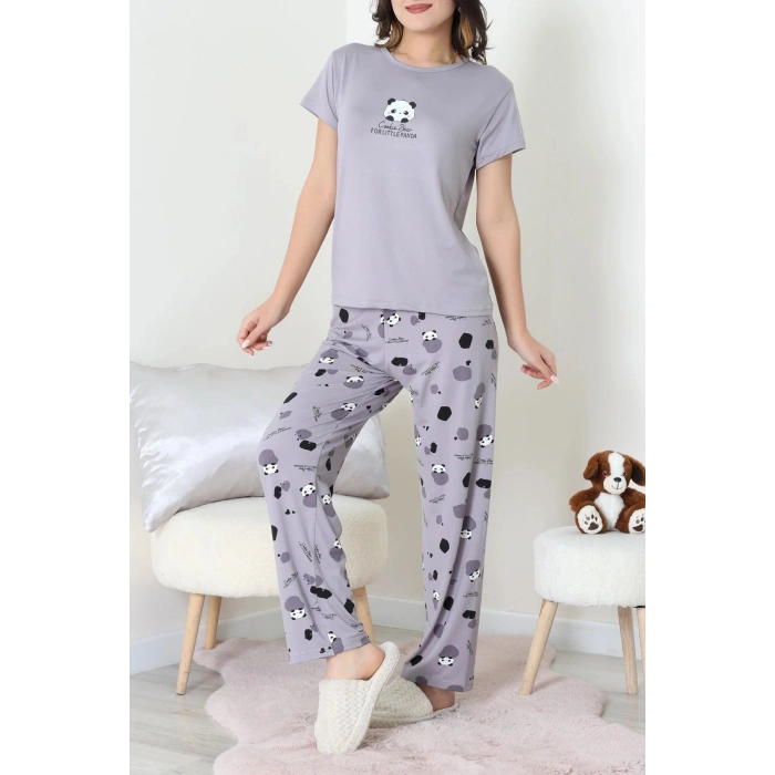 Enjeksiyon Baskı Milan Kumaş Pijama Takımı Gri - 630.1287.