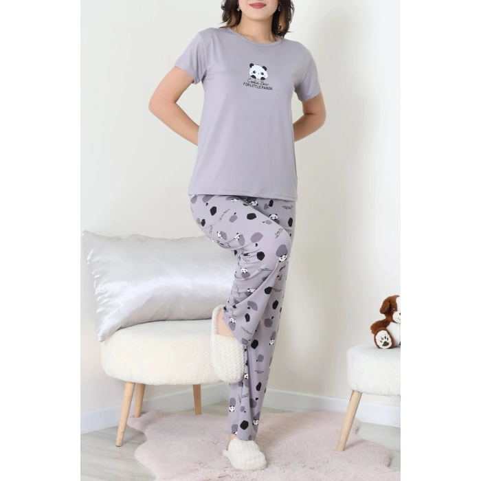 Enjeksiyon Baskı Milan Kumaş Pijama Takımı Gri - 630.1287.