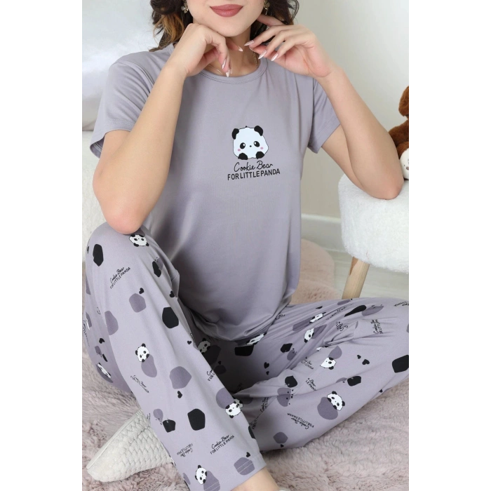 Enjeksiyon Baskı Milan Kumaş Pijama Takımı Gri - 630.1287.