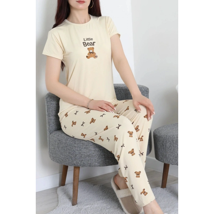 Enjeksiyon Baskı Milan Kumaş Pijama Takımı Kremayı - 630.1287.