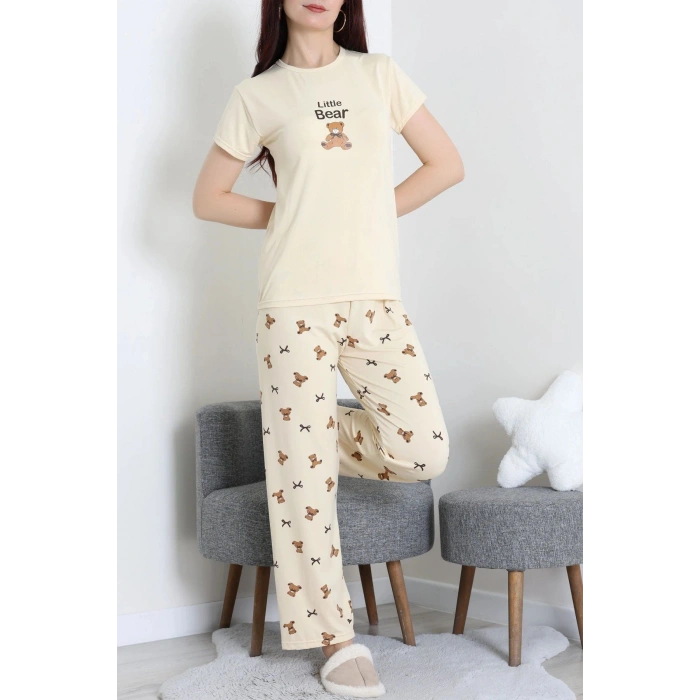 Enjeksiyon Baskı Milan Kumaş Pijama Takımı Kremayı - 630.1287.