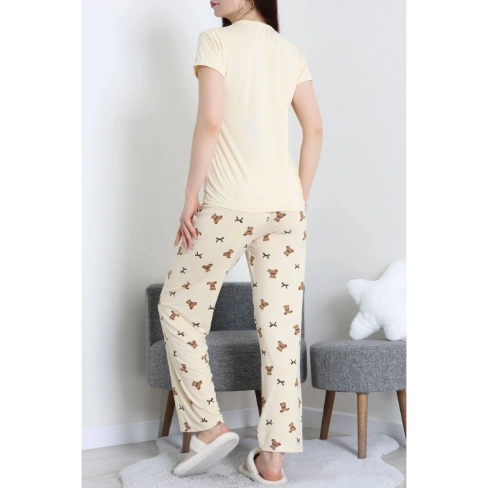 Enjeksiyon Baskı Milan Kumaş Pijama Takımı Kremayı - 630.1287.