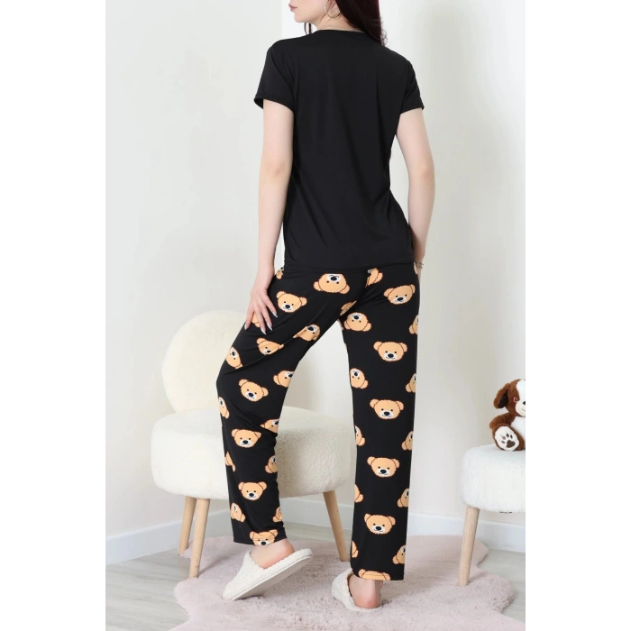 Enjeksiyon Baskı Milan Kumaş Pijama Takımı Siyahayı - 630.1287.