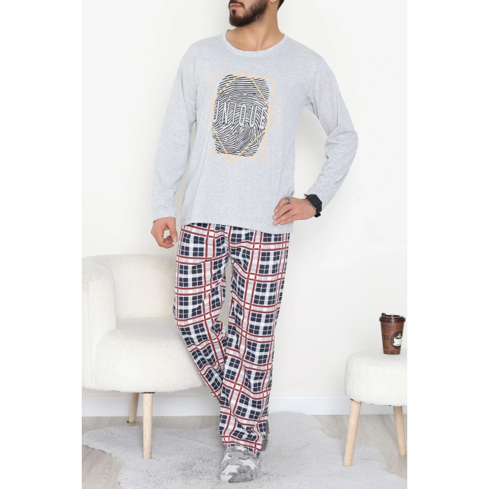 Erkek Pijama Takımı Grikırmızı - 53544.1838.
