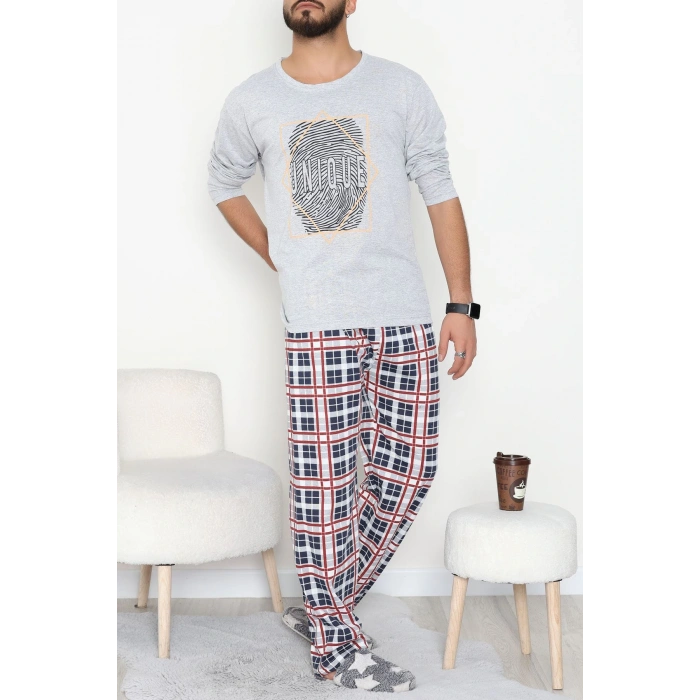Erkek Pijama Takımı Grikırmızı - 53544.1838.