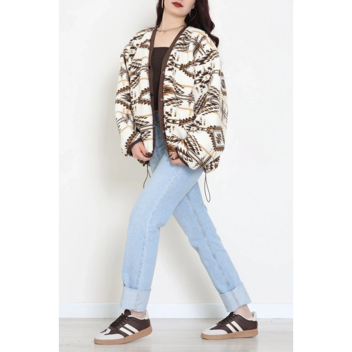 Etnik Desen Astarlı Mont Ekrukahve - 42903.1247.