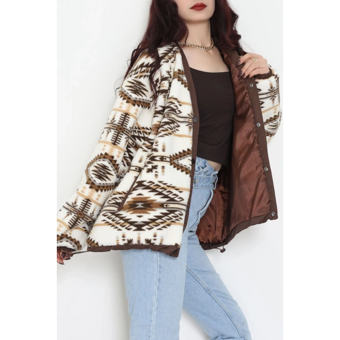 Etnik Desen Astarlı Mont Ekrukahve - 42903.1247.