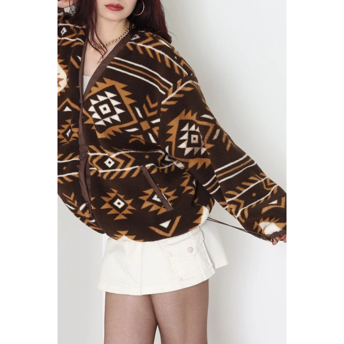 Etnik Desen Astarlı Mont Kahve - 42903.1247.