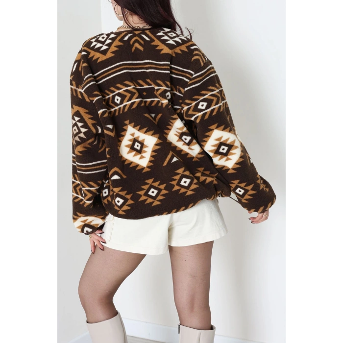 Etnik Desen Astarlı Mont Kahve - 42903.1247.