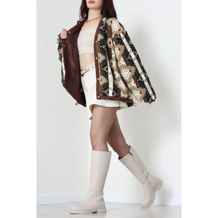 Etnik Desen Astarlı Mont Vizonkahve - 42903.1247.