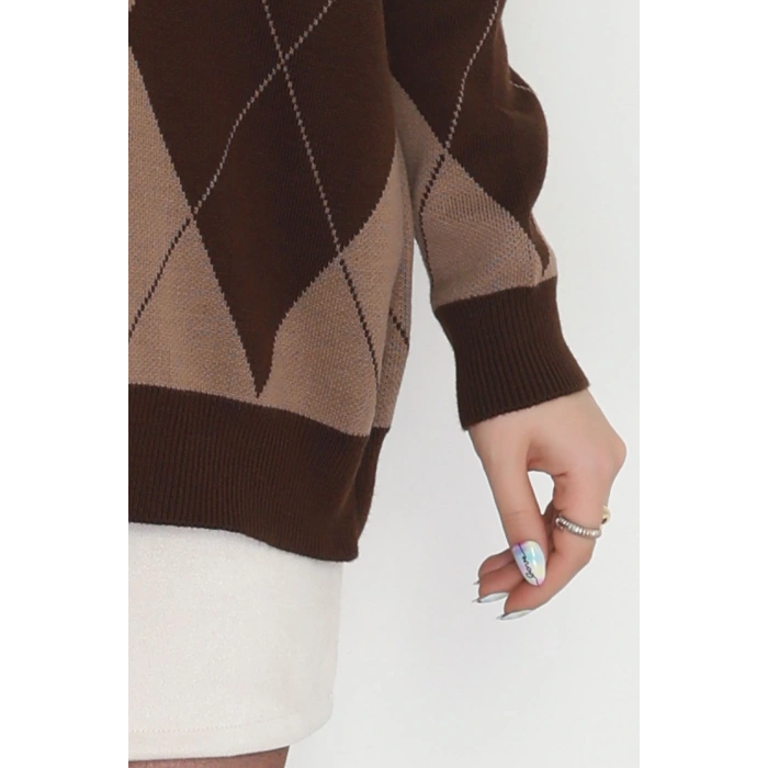 Etnik Desen Triko Kahvemocha - 3038.1577.