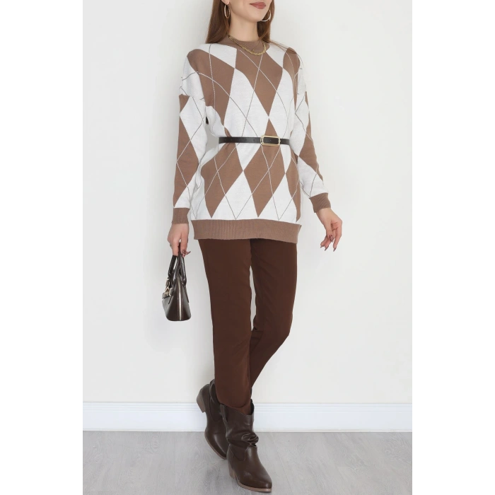 Etnik Desen Triko Mochalatte - 3038.1577.