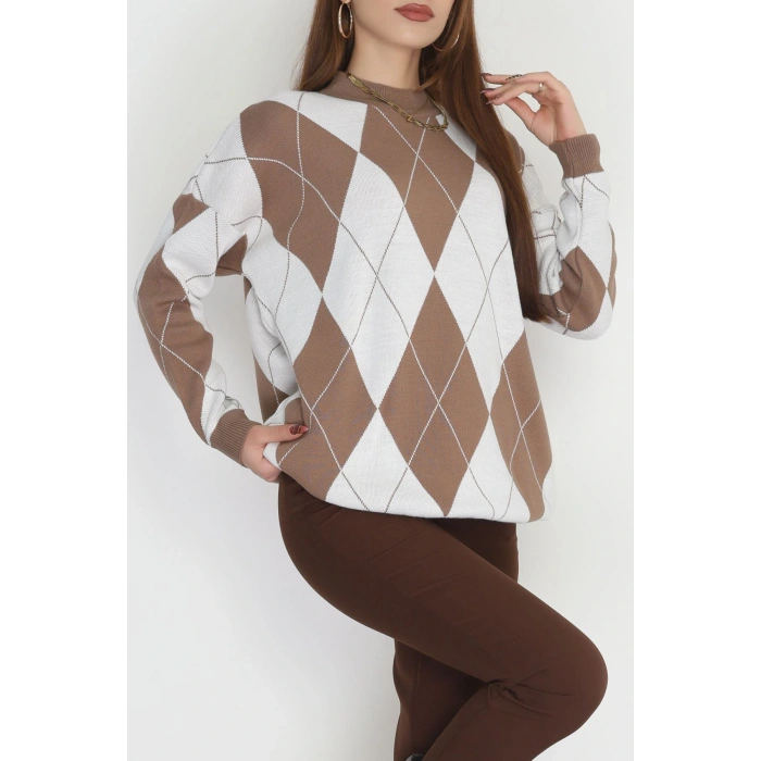 Etnik Desen Triko Mochalatte - 3038.1577.