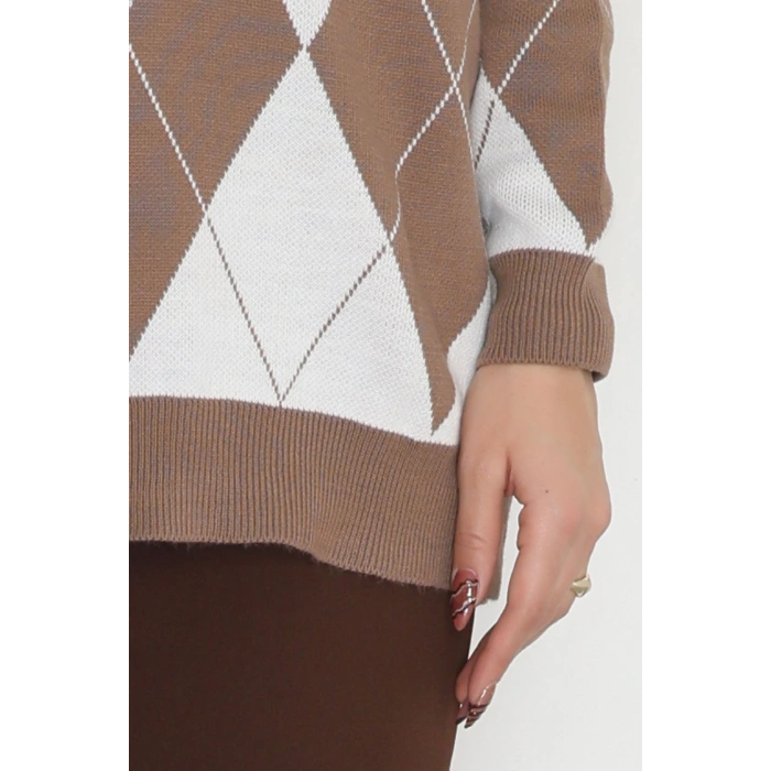 Etnik Desen Triko Mochalatte - 3038.1577.