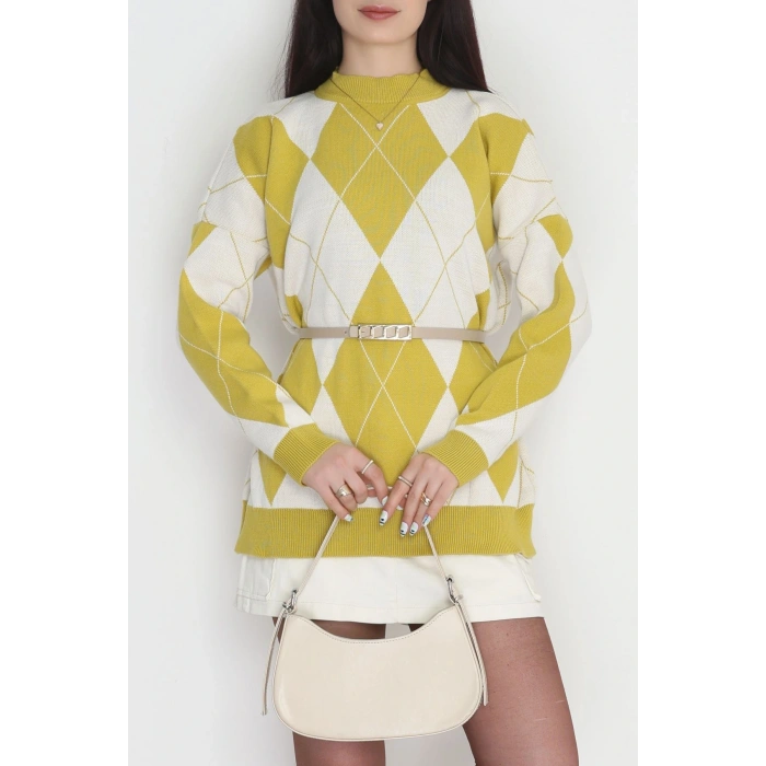 Etnik Desen Triko Yağyeşililatte - 3038.1577.