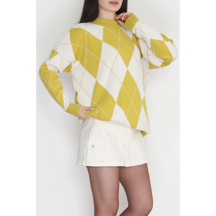 Etnik Desen Triko Yağyeşililatte - 3038.1577.