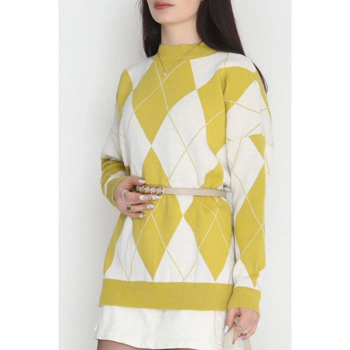 Etnik Desen Triko Yağyeşililatte - 3038.1577.